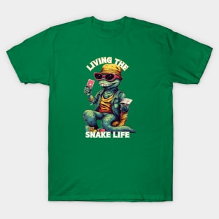 Living the Snake Life, snake t-shirts, t-shirts with snakes, Unisex t-shirts, snake lovers, animal t-shirts, gift ideas, snake tees, snakes T-Shirt